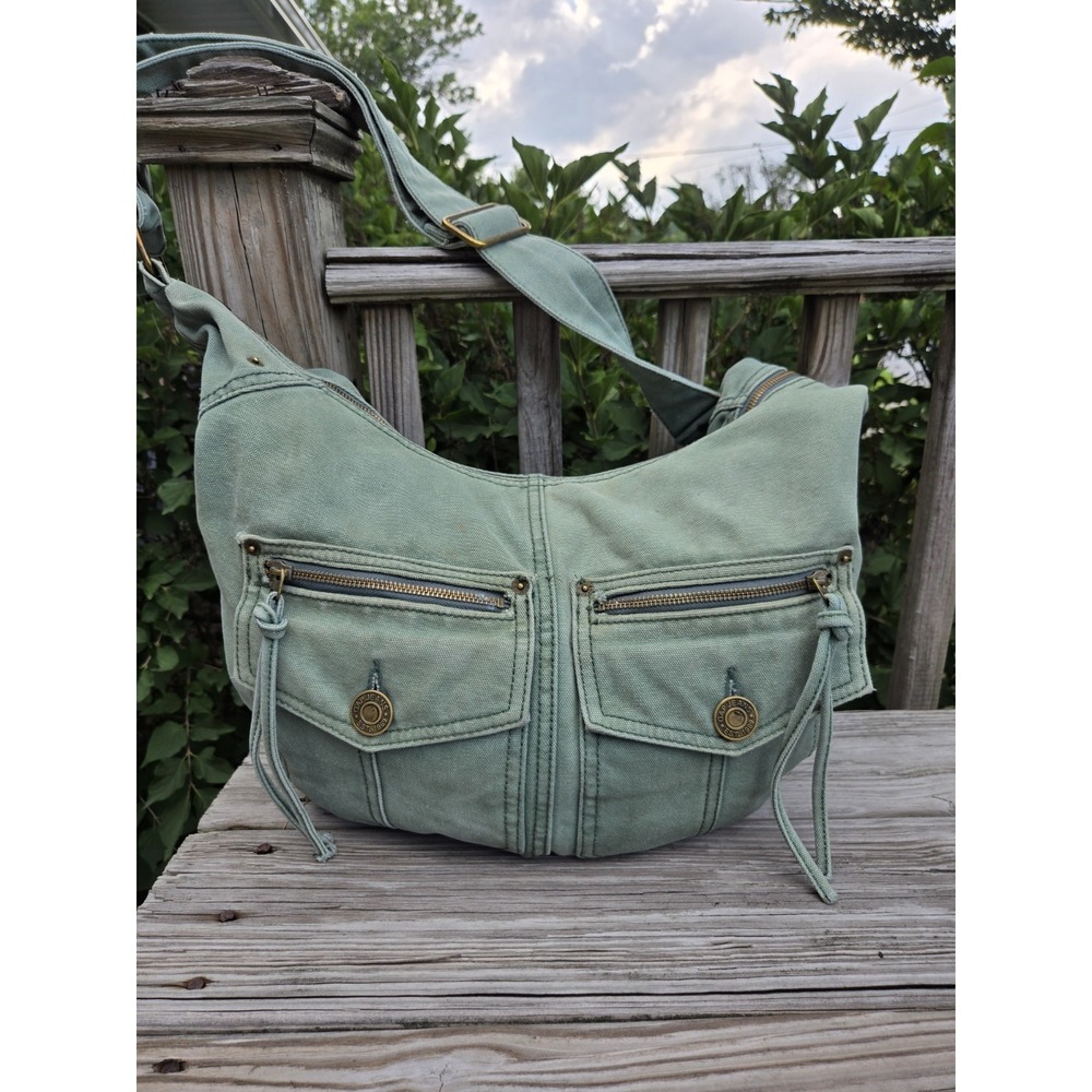 Vintage GAP Y2K Crossbody Shoulder Adjustable Denim Light Green Bag Gorpcore